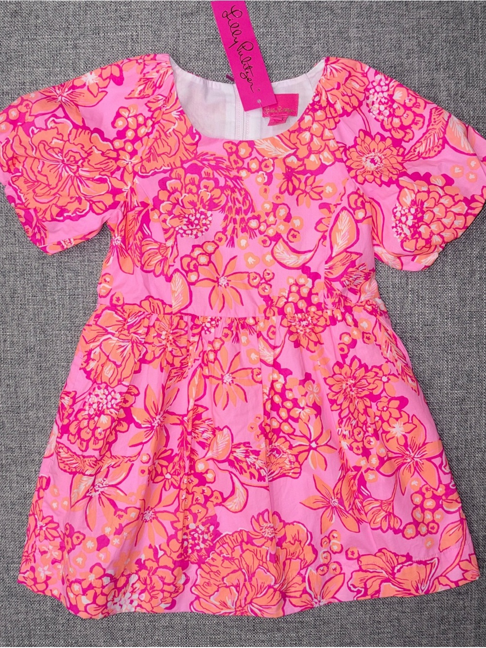 Lilly Pulitzer Hot Pink & Orange Floral Cotton Dress for Girls